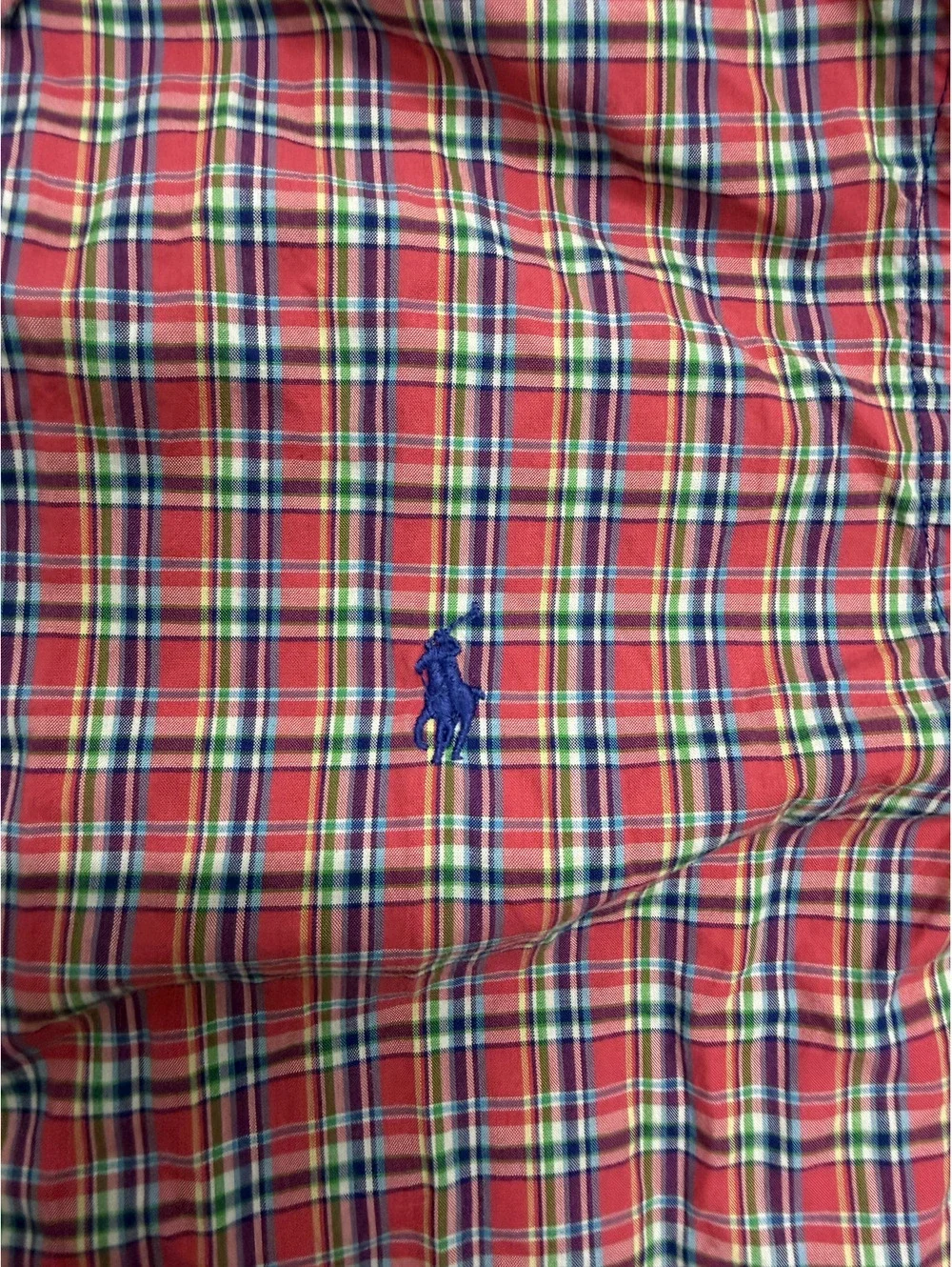 Ralph Lauren Men's Classic Fit Red Plaid Button-Down Shirt L (14-16)